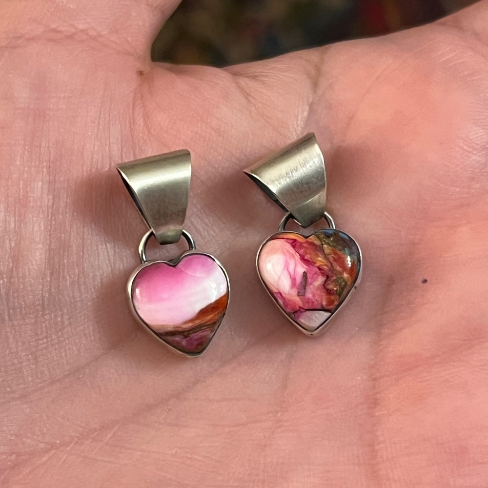 Heart-Shaped Pink sterling silver pendant - Picture 2 of 3